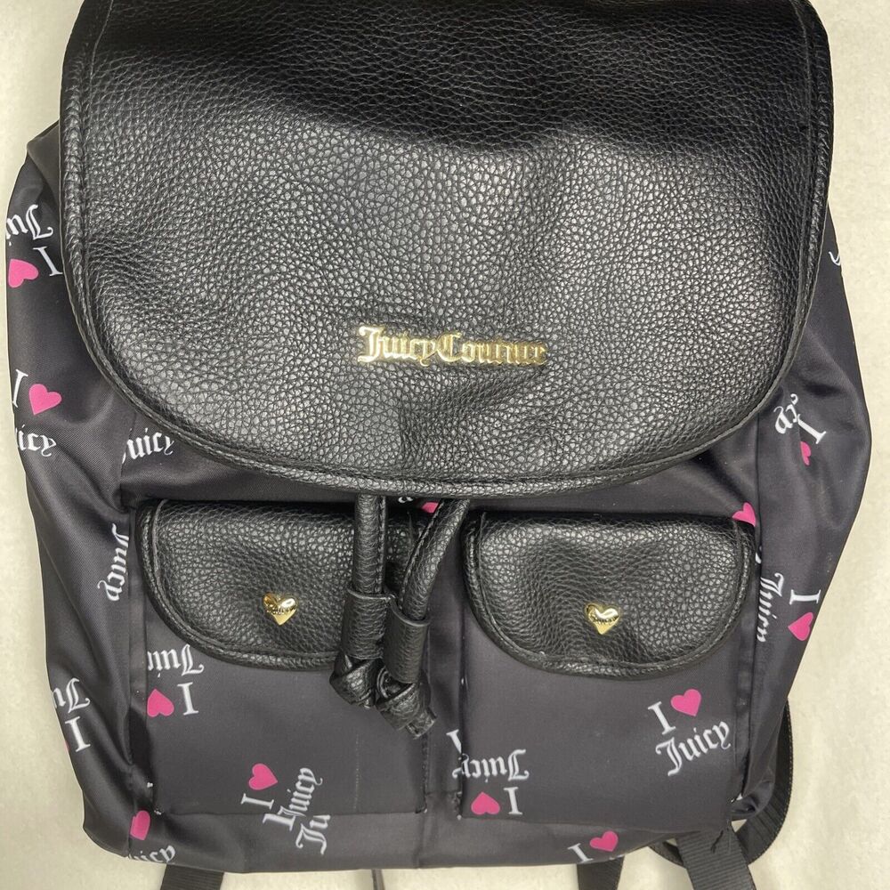 Juicy Couture Love Club Women's Printed Adjustable Flap Backpack EUC!!